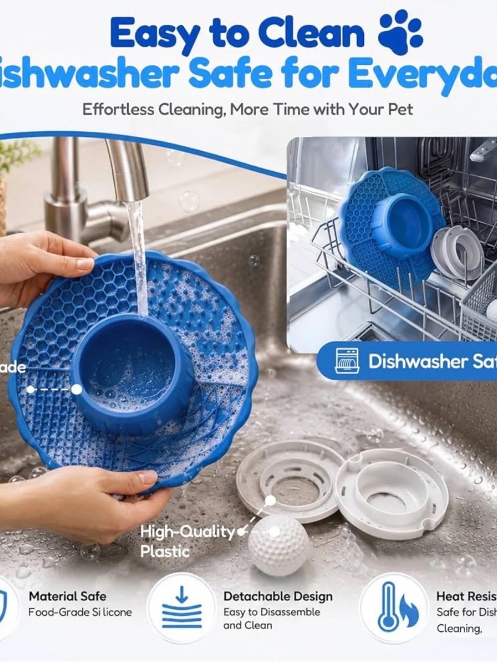 Slow Feeder & Lick Mat Dog Bowl - Blue by